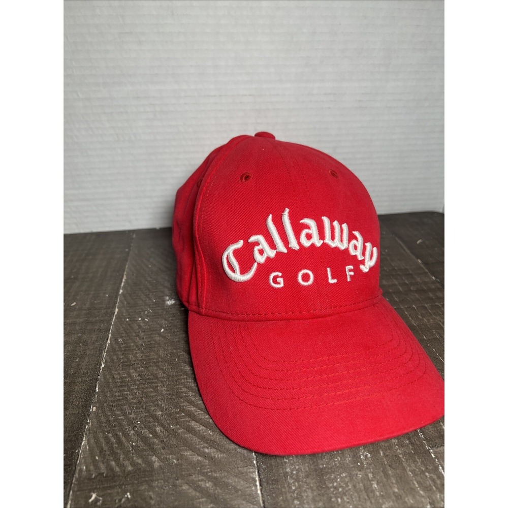 Callaway Golf Hat Red Strap Back Vintage Spelled Out Logo Front
